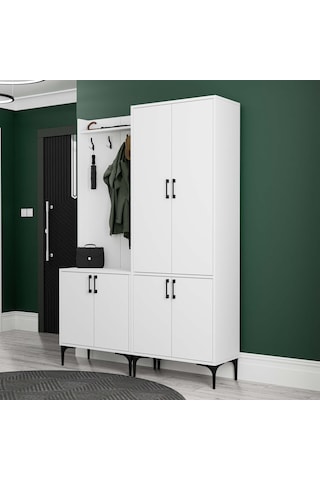 Set 5000-5030 Royal 6 Kapaklı 9 Askılı Portmanto Beyaz