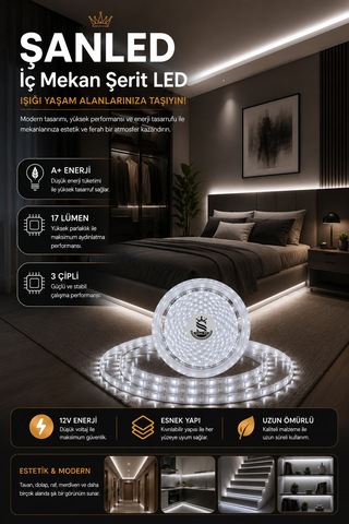 3 Çipli Şerit Led Beyaz Işık Rengi 12v - 40 Metre