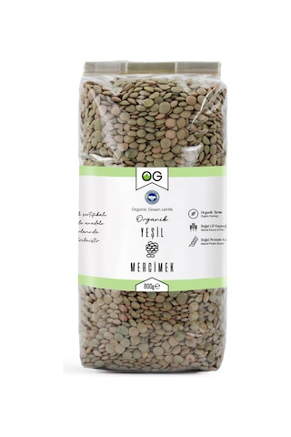 2 Li Organik Yeşil Mercimek 800 Gr