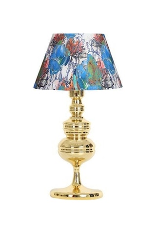 Vinner Munch Gold Kaplama Metal Abajur - Flowers Desenli-49829 Renkli