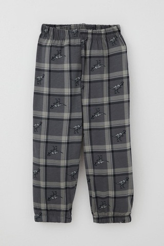 Breeze Erkek Bebek Pijama Takımı Dinozor Krallığı Ekose Desenli 9 Ay-3 Yaş, Gri Gri
