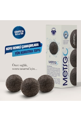 Saf Ve Doğal Yerli Üretim Koyu Renkli Yün Kurutma Topları 3 Adet