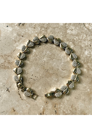 Vıp Seri Kalpli Zirkon Bileklik Gold Gold