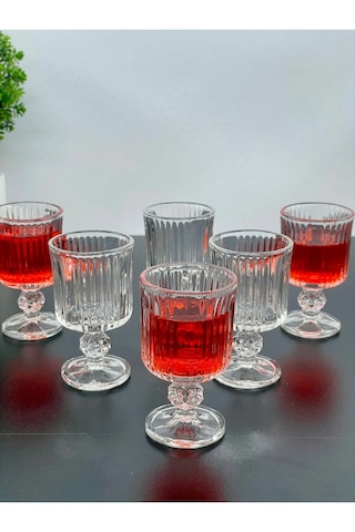 6 Kişilik Cam Ayaklı Pinterest Kahve Yanı Bardağı Bardak 65ml