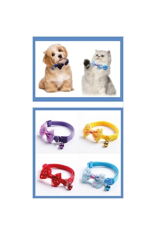 Papyonlu Kedi Ve Küçük Irk Köpek Boyun Tasması Çıngıraklı Yeşil