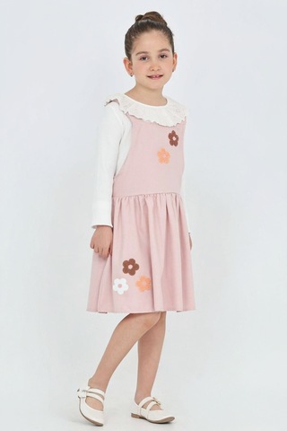 Kız Çocuk 2'li Elbise Elbise+badi Bluz 12342 Gülkurusu