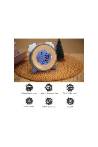 Youtek Renkli Dokunmatik Gece Lambalı Alarm Saat - 12/24 Saat, Tarih Gösterimi, Uyandırma Ve Yeniden Uyandırma Fonksiyonu, Mavi Plastik Mavi