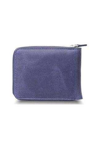 Guard Antique Navy Blue Zipper Horizontal Mini Leather Wallet - Grd2403xw22460 Mavi