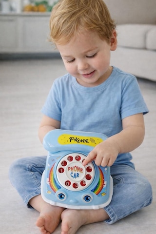 Çevirmeli Oyuncak Telefon Mavi Çocuklar İçin Eğitici Ve Eğlenceli Rol Yapma Oyuncağı