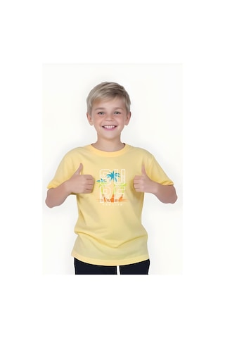 Panios Kids Surf Baskılı Erkek Çocuk Kısa Kollu Tişört Sarı