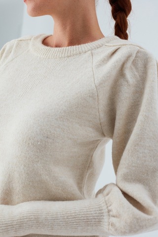 Peraluna Rakel Pullover Omuz Büzgülü Yumuşak Kadın Triko Kazak Ekru-ekru Ekru