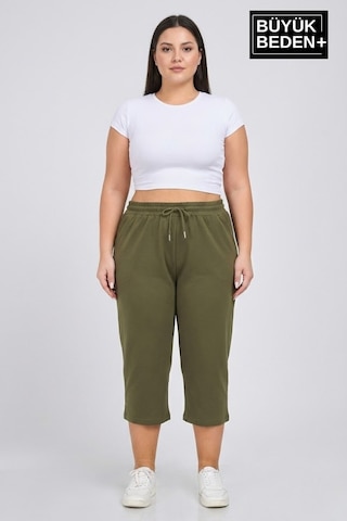 Süperlife Kadın Büyük Beden Şort 3xl-6xl Rahat Kesim Diz Altı Günlük Şort-spr26bsrk591 Haki
