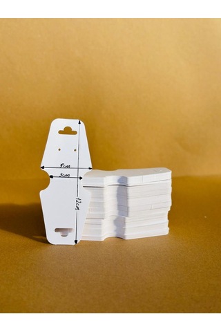 100 Adet Beyaz Takı Kartı 12.2 5x3 Cm Küpe Kolye Bileklik Sunum Kartı Bristol Takı Sergi Kartı