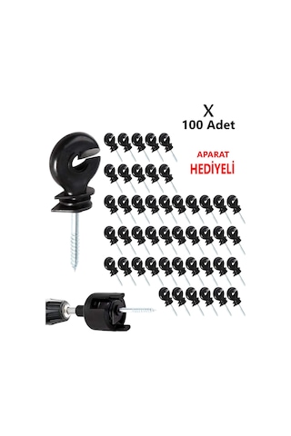 1. Kalite İzolatör Elektrikli Çit Teli İçin Vidalı 100 Adet-izalatör Sıkma Aparatı Hediye