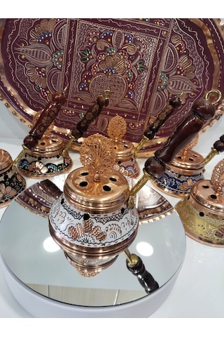 İşlemeli Bakır Tütsülük-bakır Buhurdanlık-beyaz