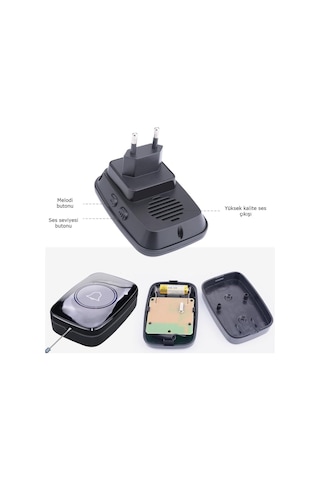 Alfalink Kablosuz Kapı Zili Ledli Uzaktan Kumandalı Işıklı Kapı Zili Yüksek Sesli 300mt Uzun Mesafeli - 1 Buton + 1 Zil