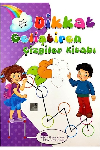 +5 Yaş Dikkat Geliştiren Çizgiler Kitabı Mor Şemsiye