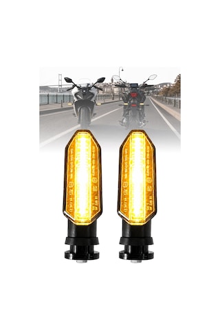 Motosiklet Led Ön Sinyal Lambası Gündüz Led Ve Kayan Sinyal Sarı/amber