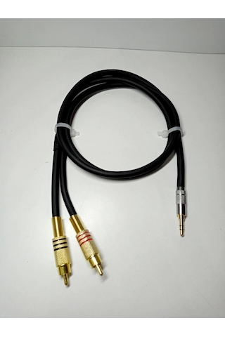 Aux Rca Kablo - %100 Bakır 6mm Kablodan Bir Tarafı Aux Diğer Tarafı Rca Kablo - 1 Metre
