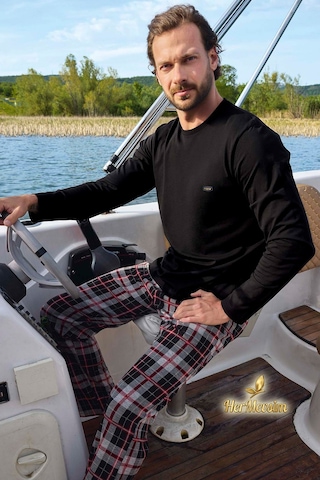 Aydoğan Erkek Kışlık Pijama Takımı Pamuklu Uzun Kol Jakarlı Siyah Berk J-3451