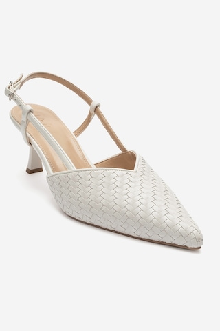 Luvi Shoes Mavero Ekru Örgü Kadın Topuklu Ayakkabı