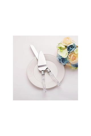Saplı Pasta Servis Seti Spatula Bıçak Ikili Set