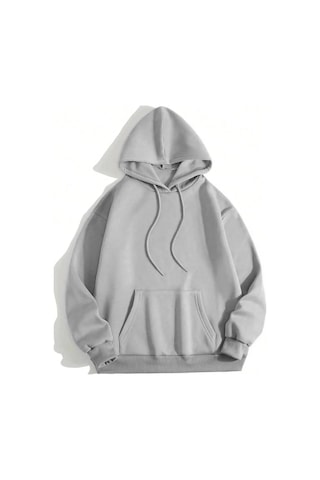 Mbb E-ticaret Erkek 3 İplik Pamuklu Kapüşonlu Kanguru Cepli Sweatshirt Hoodie - Boyalı Gri