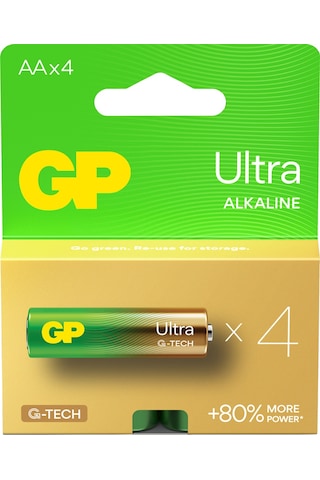 GP Batteries G-TECH Ultra Alkalin Kalem LR6 - AA Boy 1.5 V Pil 4'lü Kart