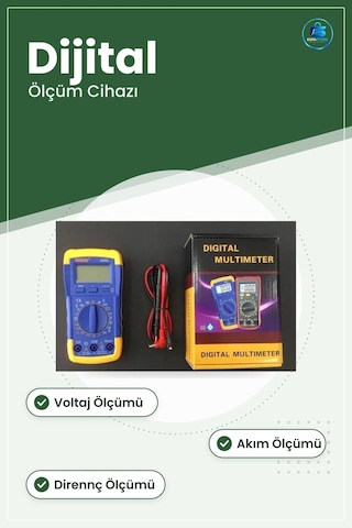 Dijital Multimetre Ölçü Aleti Ölçüm Cihazı Voltaj Akım Direnç Ölç