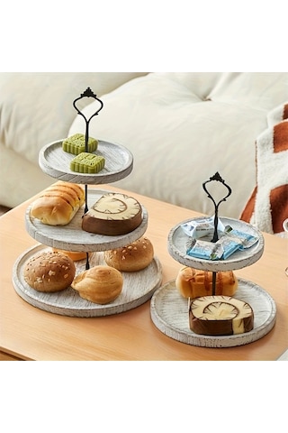 Willowhaven Eski Beyaz 2-3 Katlı Rustik Ahşap Kek Standı Pasta Sunumu Parti Dekor