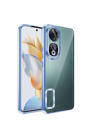 Honor 90 Kılıf Kamera Korumalı Logo Gösteren Zore Omega Kapak Gümüş