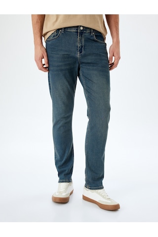 Koton Normal Bel Pamuklu Cepli Slim Fit Jean Pantolon - Brad Jean Petrol 5sam40026nd Petrol