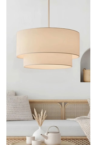 Modern Tasarım Cake Pasta Avize Çift Katlı Beyaz Kumaşlı Sarkıt