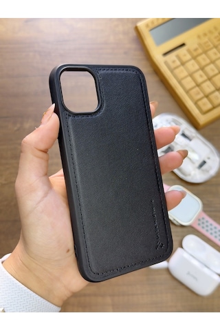 Apple iPhone 11 Pro Uyumlu Premium Deri Dokulu Darbelere Karşı Dayanıklı Nazal Silikon Kılıf Siyah