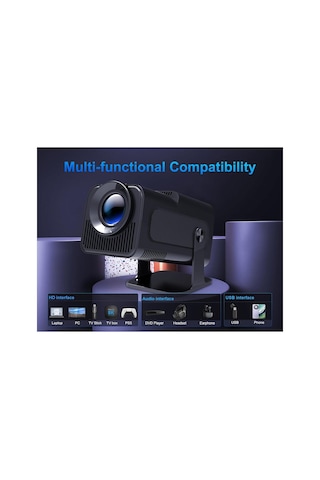 Hy320 Mini Projeksiyon Cihazı Full Hd 1080p Android Bluetooth 5.3 220 Ansı Taşınabilir Akıllı Projeksiyon + Bluetooth Speaker Hediyeli Spekar Hediyeli