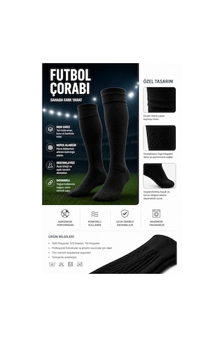 Voltrike Kaliteli Siyah Uzun Futbol Çorabı Diğer