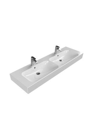 Cerastyle Turkuaz Pinto Etajerli Lavabo 150 CM (Çıft Batarya Delı