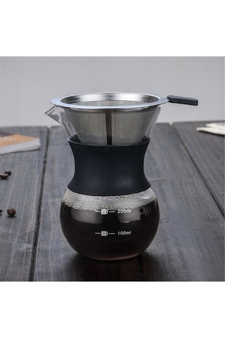 Geeksen 400ml Borosilikat Cam Filtresiz El Dökme Kahve Makinesi, Paslanmaz Çelik Filtre Ve Silikon Isıl Korumalı Kılıf Diğer