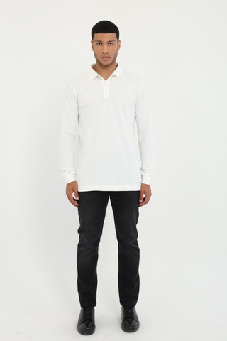 Dufy Erkek Regular Fit Polo Yaka Beyaz Sweatshirt-25478