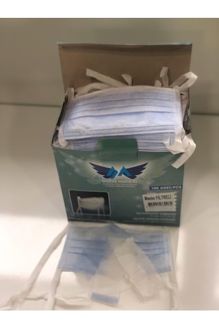 Cerrahi Maske Bağcıklı Burun Telli 3 Katlı 100 Lü Kutu