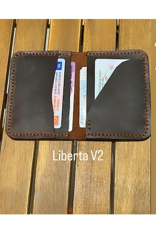 Parla Leather Liberta El Yapımı Hakiki Deri Kart Cüzdan Taba