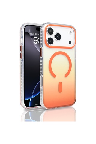 Zore Apple iPhone Uyumlu 17 Pro Max Kılıf M-safe Şarj Özellikli Transparan Renk Geçişli Omsy Toros Kapak - Siyah
