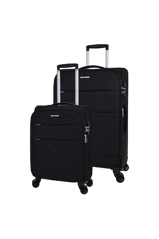 Pierre Cardin Ultra Light Hafif Lüx Kumaş 2'li Valiz Seti Büyük Boy - Kabin Boy Siyah Pc4200 Siyah