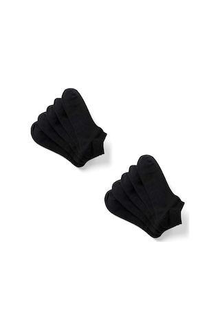 12 Çift Dikişsiz Pamuklu Unisex Patik Çorap Yazlık  Dayanıklı Topuk Siyah