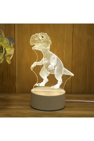 3d Gece Lambası Usb Renkli Uzaktan Kumanda - Dinozor Diğer