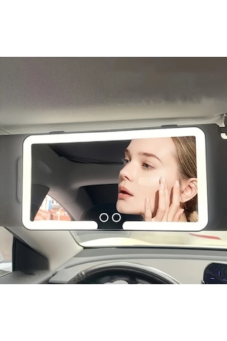 Fastbuy Dream011 Beyaz Çift Düğmeli 1 Karat Led Işıklı Araç Aynası, 3 Modlu Aydınlatma, Dokunmatik Beyaz Beyaz