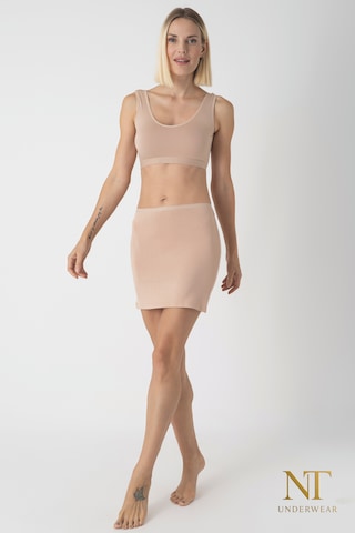 Nt Underwear Bambu Mini Etek Astarı, Mini Jupon - Doğal Kumaş, Modern Kalıp. Bej