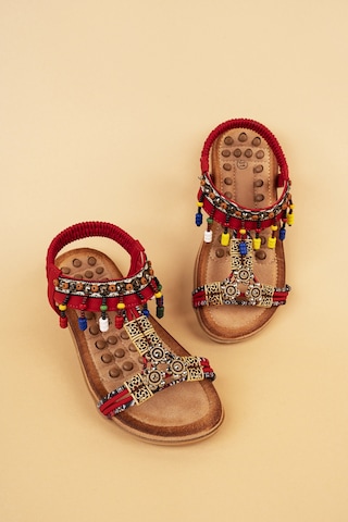 Khayt Princess Anatomik Fashion Taşlı Çocuk Sandalet Kırmızı