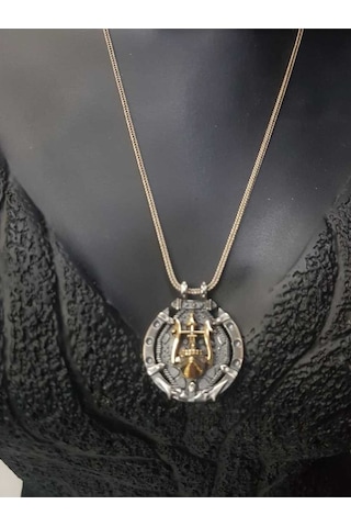 Vog Vikings Gotik Tasarım Üç Başlı Mızrak İşlemeli 925 Ayar Gümüş Sevgiliye,babaya,arkadaşa Kolye