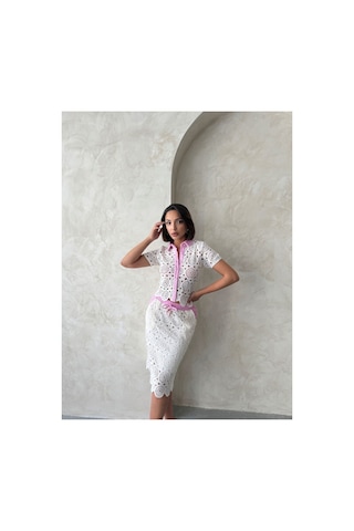 Verymoda Kot Detaylı Dantel Uzun Etek D2796 Ham Pembe